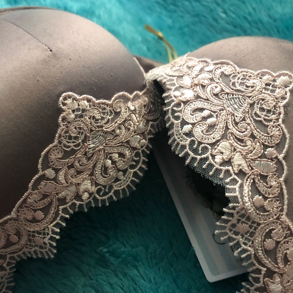 Caramel satin 36-C plunge bra , Tallulah Love Lingerie, UK London. Barely worn - Picture 4 of 11